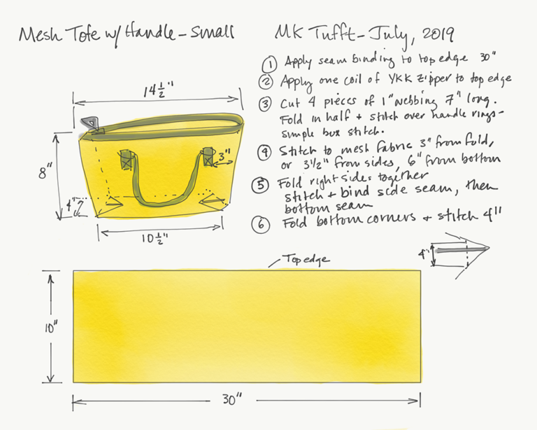 Yellow Tote Sketch - design by Marsha Tufft