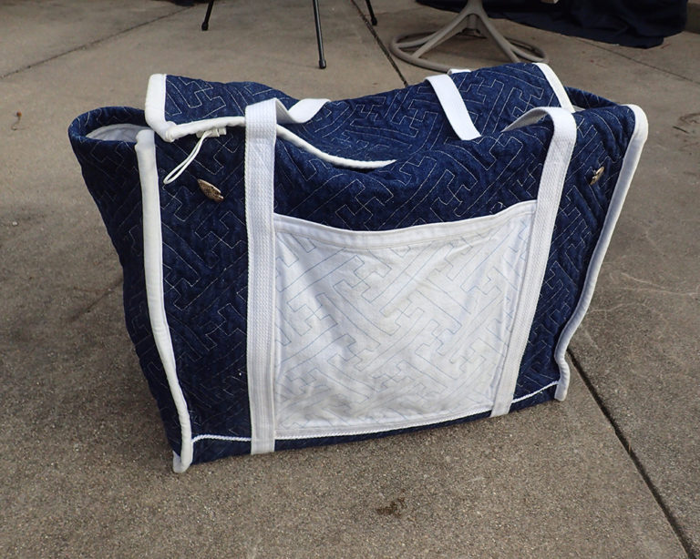 Quilted Denim Sewing Machine Tote - design by Marsha Tufft