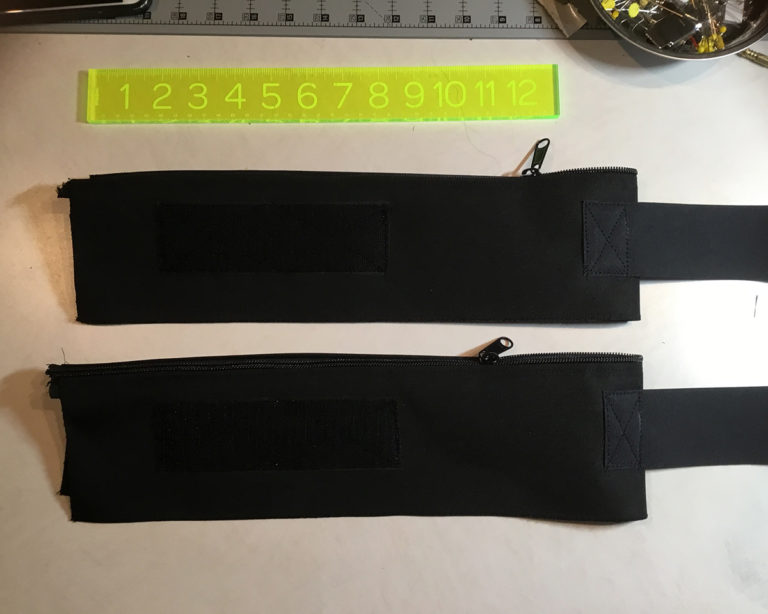 Ankle Weights with Zippers Attached Before Seams Sewn