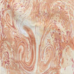 2D marbling bath simulation of a wind tunnel. Butterfly Clap and Fling print showing vortex formation, by Marsha Tufft. Wax-covered soap airfoil used.