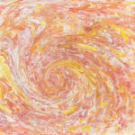 Spiral marbling pattern by Marsha Tufft. Printed on cotton fabric.
